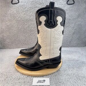 GANNI NWOT Black and White Western Cowboy Boots- size 40